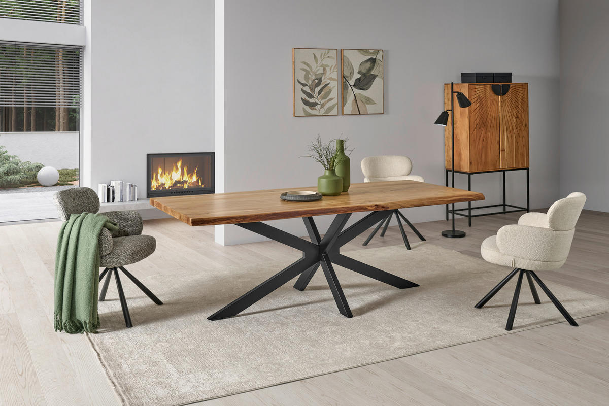 STOL ZA BLAGOVAONICU  crna, boje bagrema  drvo, metal      - boje bagrema/crna, Moderno, drvo/metal (220/100/76cm) - P & B