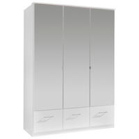 DREHTÜRENSCHRANK 135/199/58 cm 3-türig Weiß  - Alufarben/Weiß, KONVENTIONELL, Glas/Holzwerkstoff (135/199/58cm) - MID.YOU