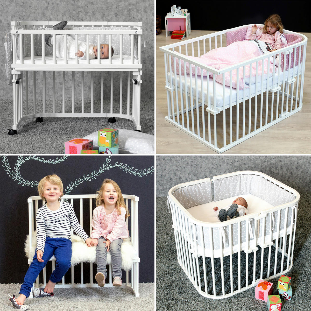 BEISTELLBETT Babybay Boxspring 96,5/54/96 cm  - Schieferfarben/Grau, Basics, Holz (96,5/54/96cm) - Babybay