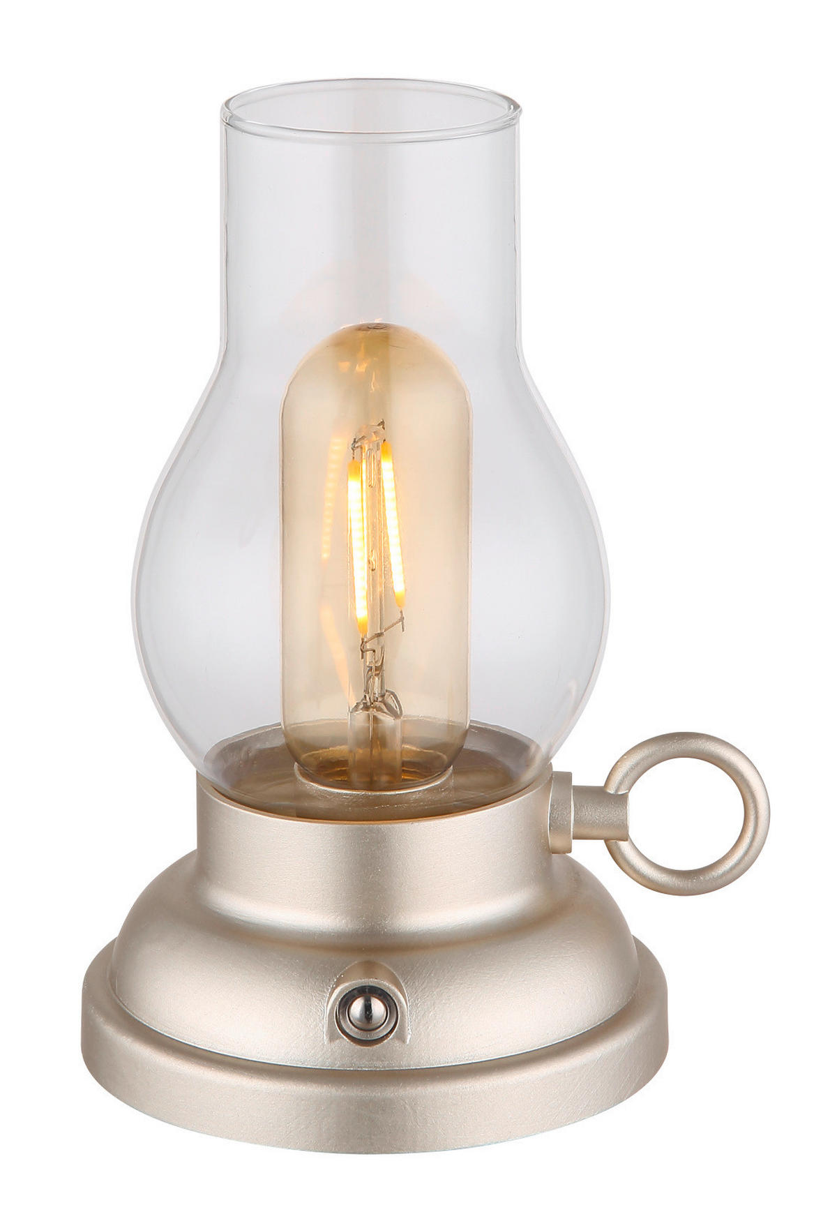 LED ASZTALI LÁMPA - Pezsgő/borostyánszínű, Basics, műanyag/Üveg (12.5/10.7/17.5cm)