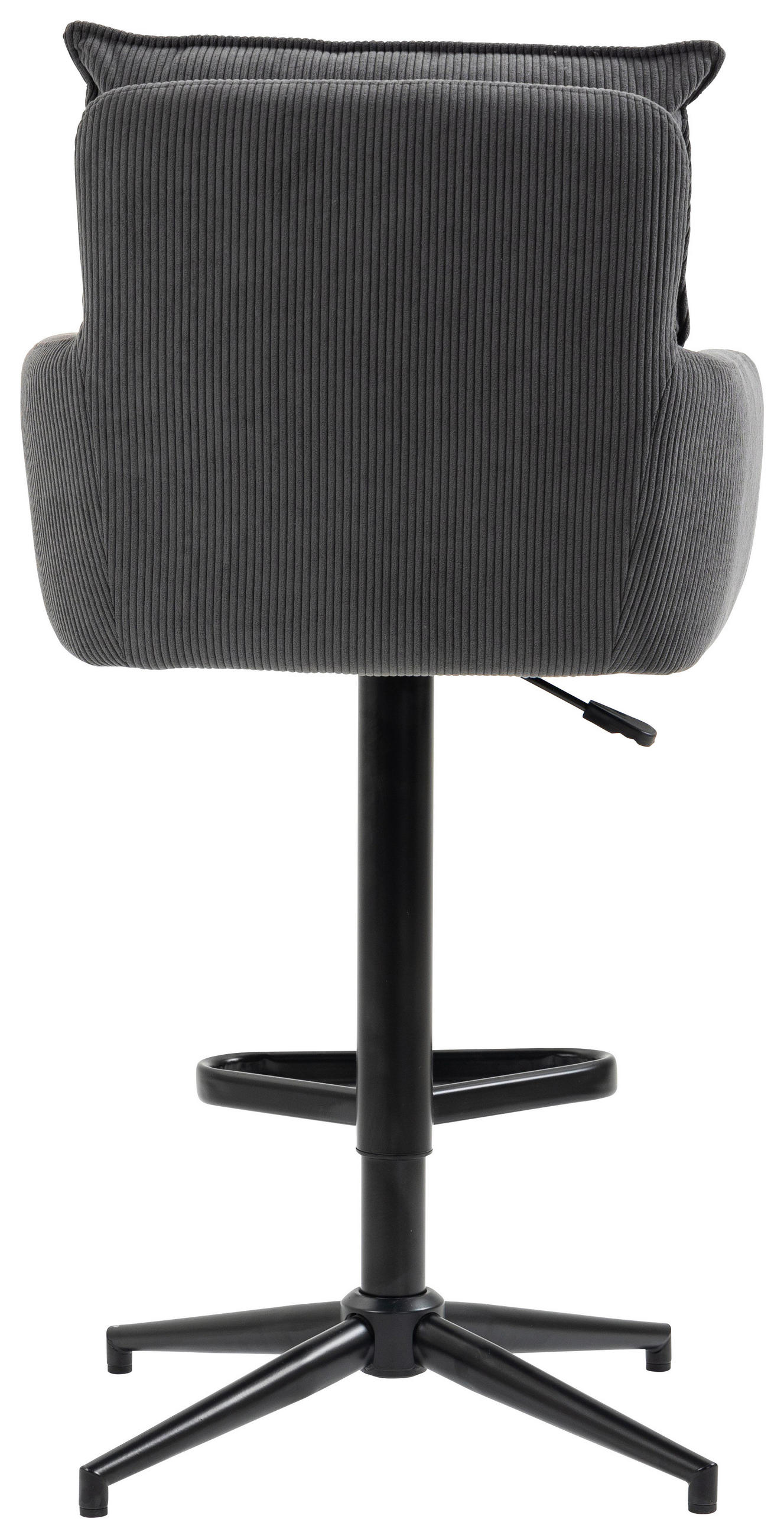BARHOCKER Cord Anthrazit Eisen Stoffauswahl, Sitzfläche 360° drehbar, inklusive Armlehnen  - Anthrazit/Schwarz, Design, Textil/Metall (54/98-120/58cm) - Novel