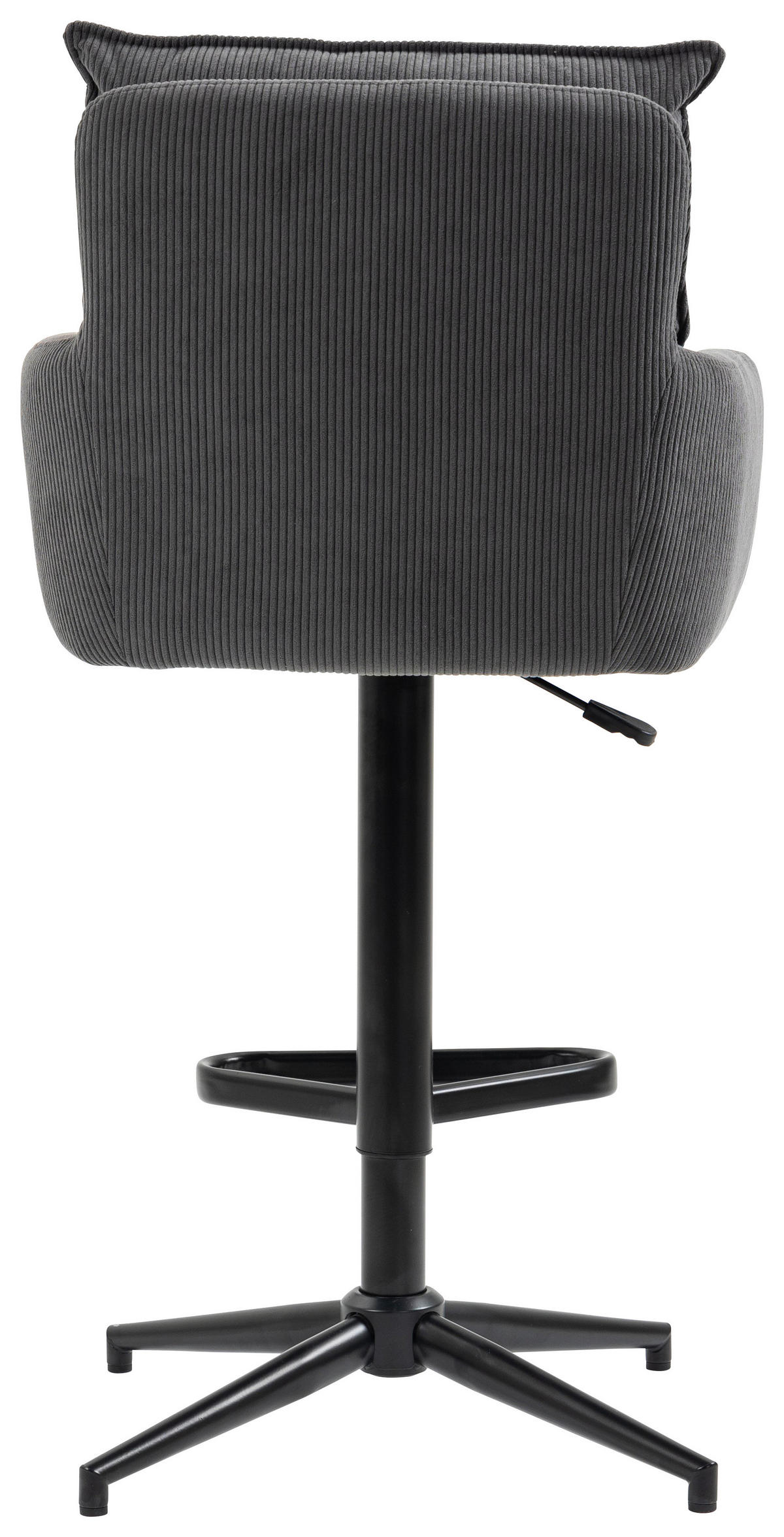 BARHOCKER Cord Anthrazit Eisen Stoffauswahl, Sitzfläche 360° drehbar, inklusive Armlehnen  - Anthrazit/Schwarz, Design, Textil/Metall (54/98-120/58cm) - Novel