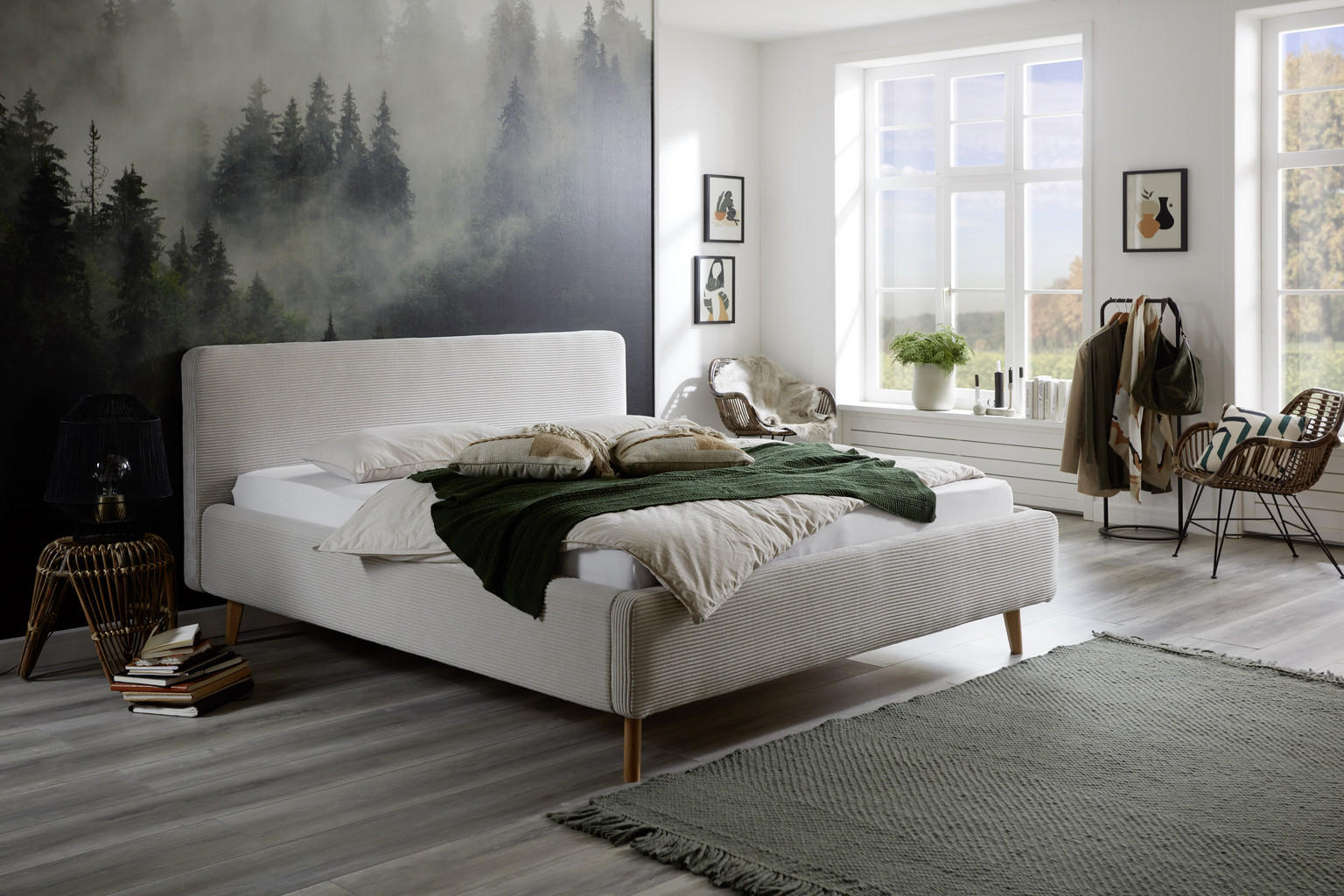 POLSTERBETT 180/200 cm in Beige - Einrichtungsbeispiel