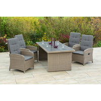 GARTENSET 9-teilig Aluminium ,[ ]}9-teilig  - Schieferfarben/Beige, KONVENTIONELL, Glas/Kunststoff - Gardenson