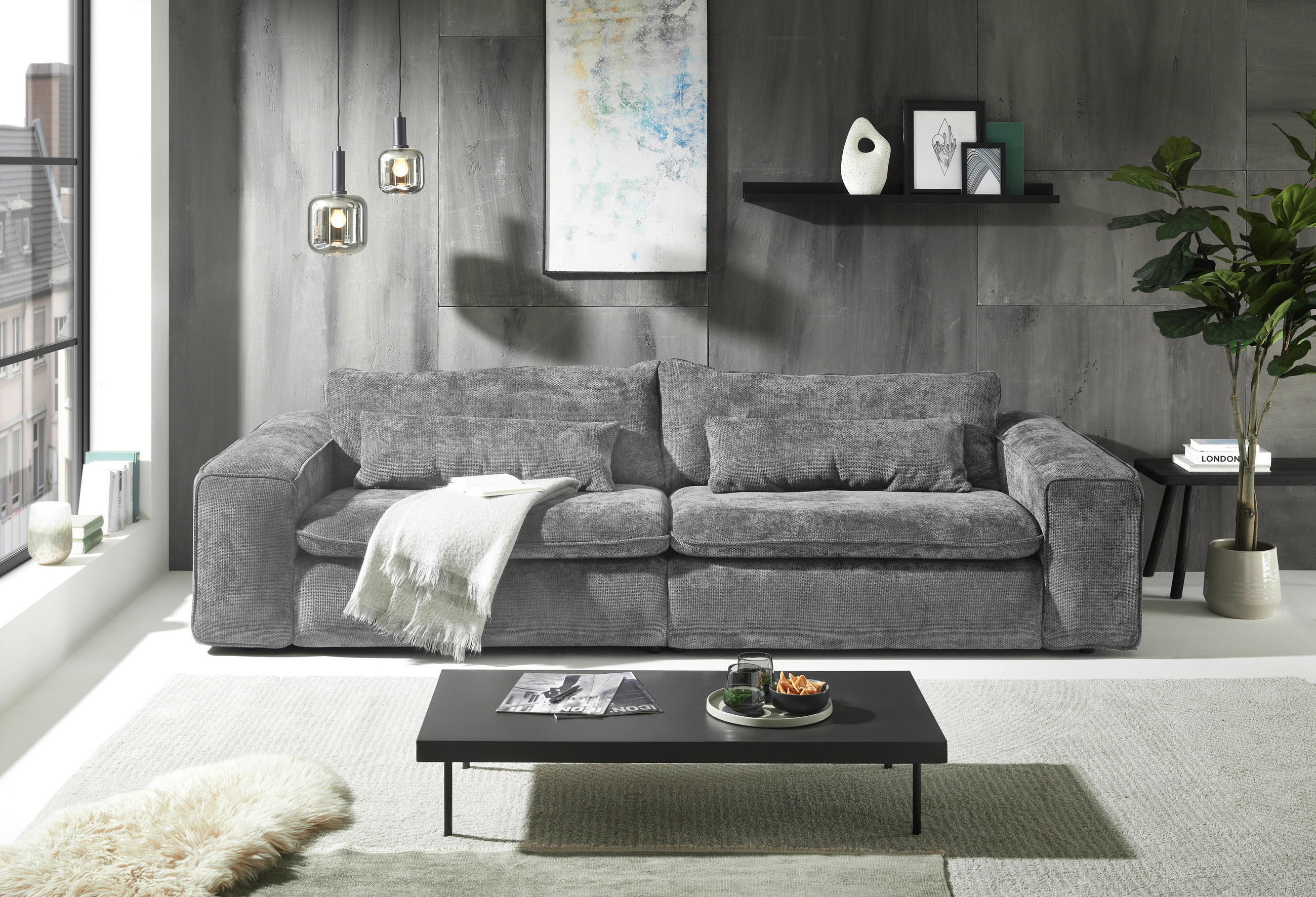 Livetastic Bigsofa Venice Grau 300x80x118 cm