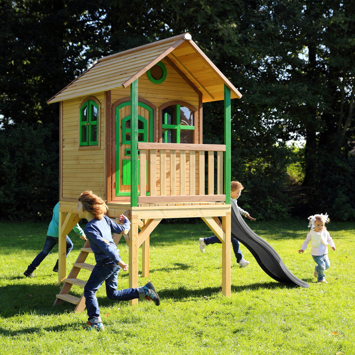 SPIELHAUS 318/272/191 cm  - Braun/Grau, KONVENTIONELL, Holz (318/272/191cm) - Ambia Garden