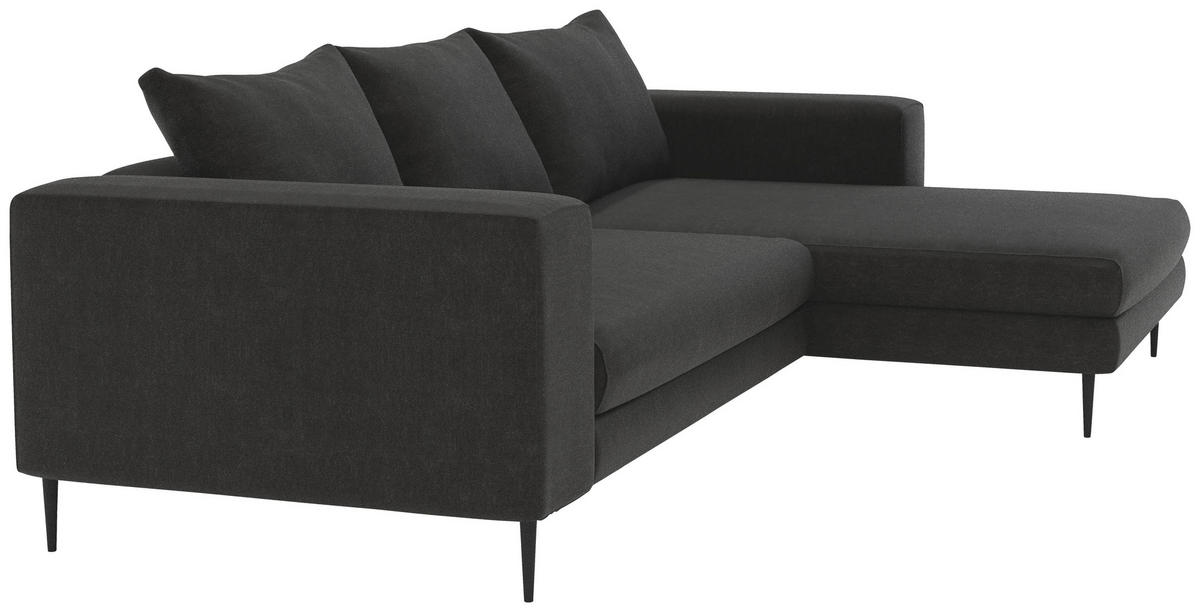 ECKSCHLAFSOFA in Struktur Graphitfarben  - Schwarz/Graphitfarben, Modern, Textil/Metall (295/170cm) - Trendmanufaktur