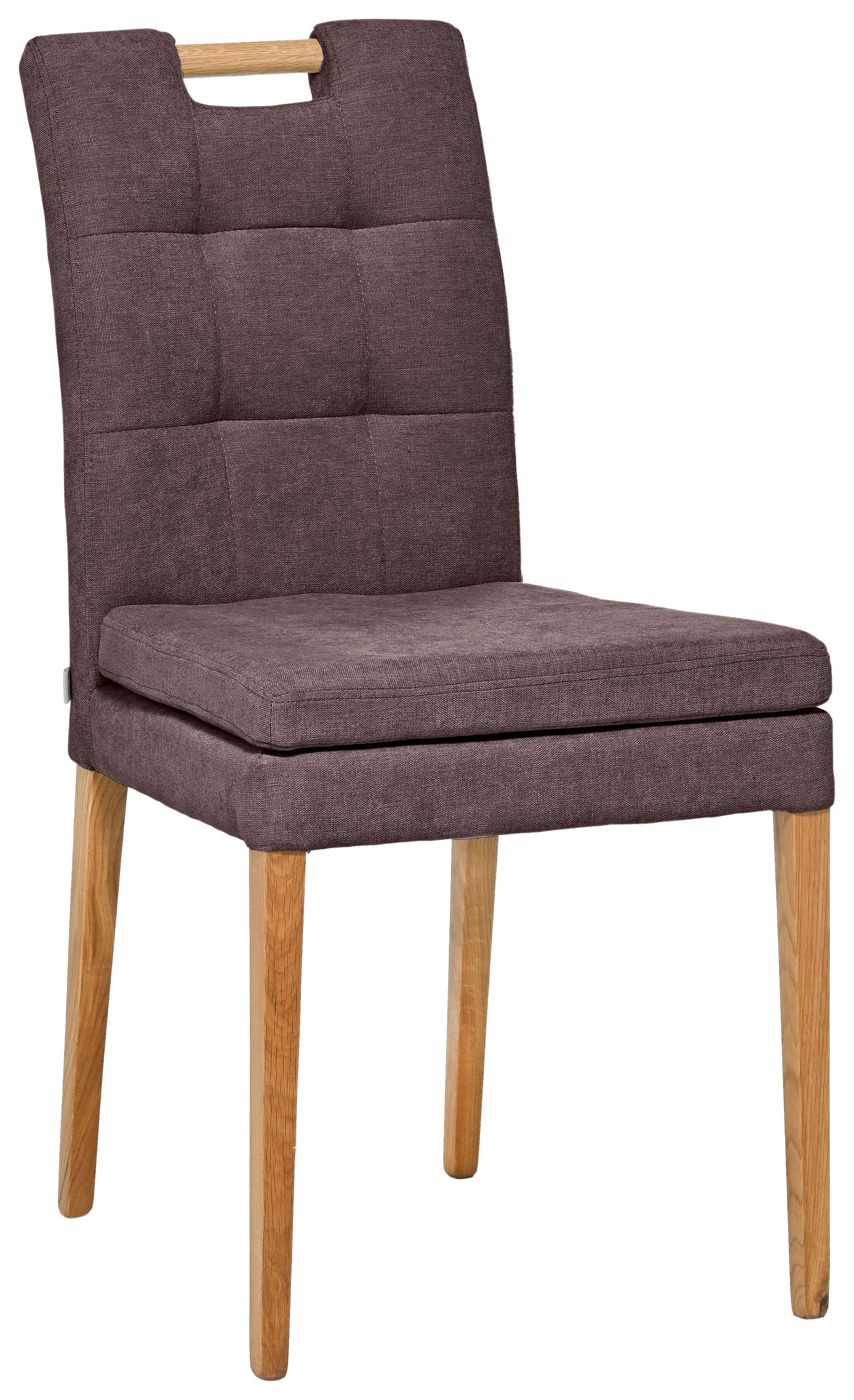 STUHL Webstoff Weinrot, Eichefarben Eiche massiv  - Eichefarben/Weinrot, KONVENTIONELL, Holz/Textil (47/91,5/59cm) - Celina Home