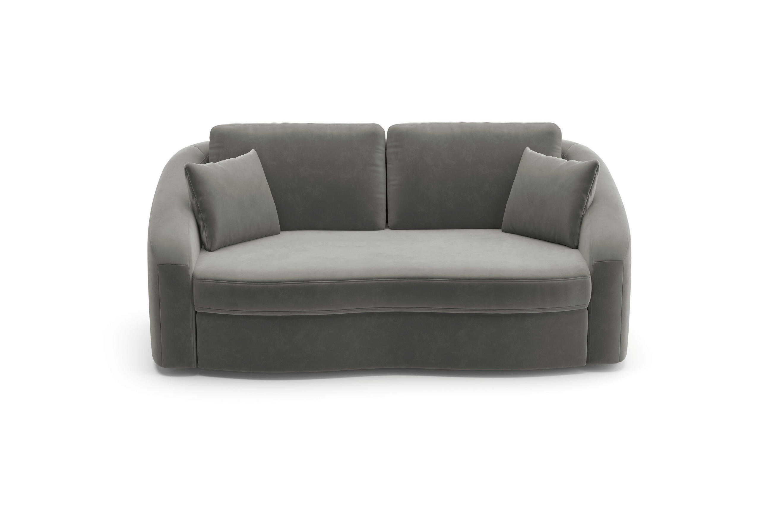 2,5-SITZER in Samt Grau  - Schwarz/Grau, Modern, Kunststoff/Textil (196/88/107cm) - Sit & More
