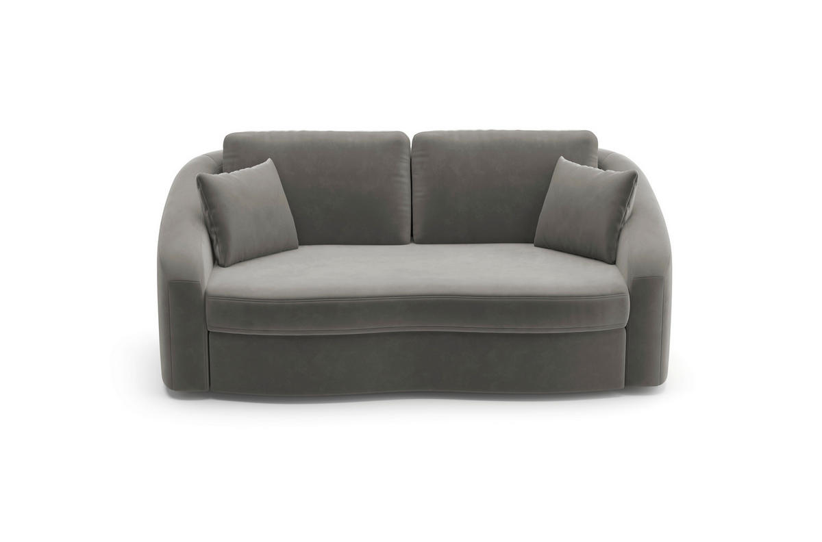 2,5-SITZER in Samt Grau  - Schwarz/Grau, Modern, Kunststoff/Textil (196/88/107cm) - Sit & More