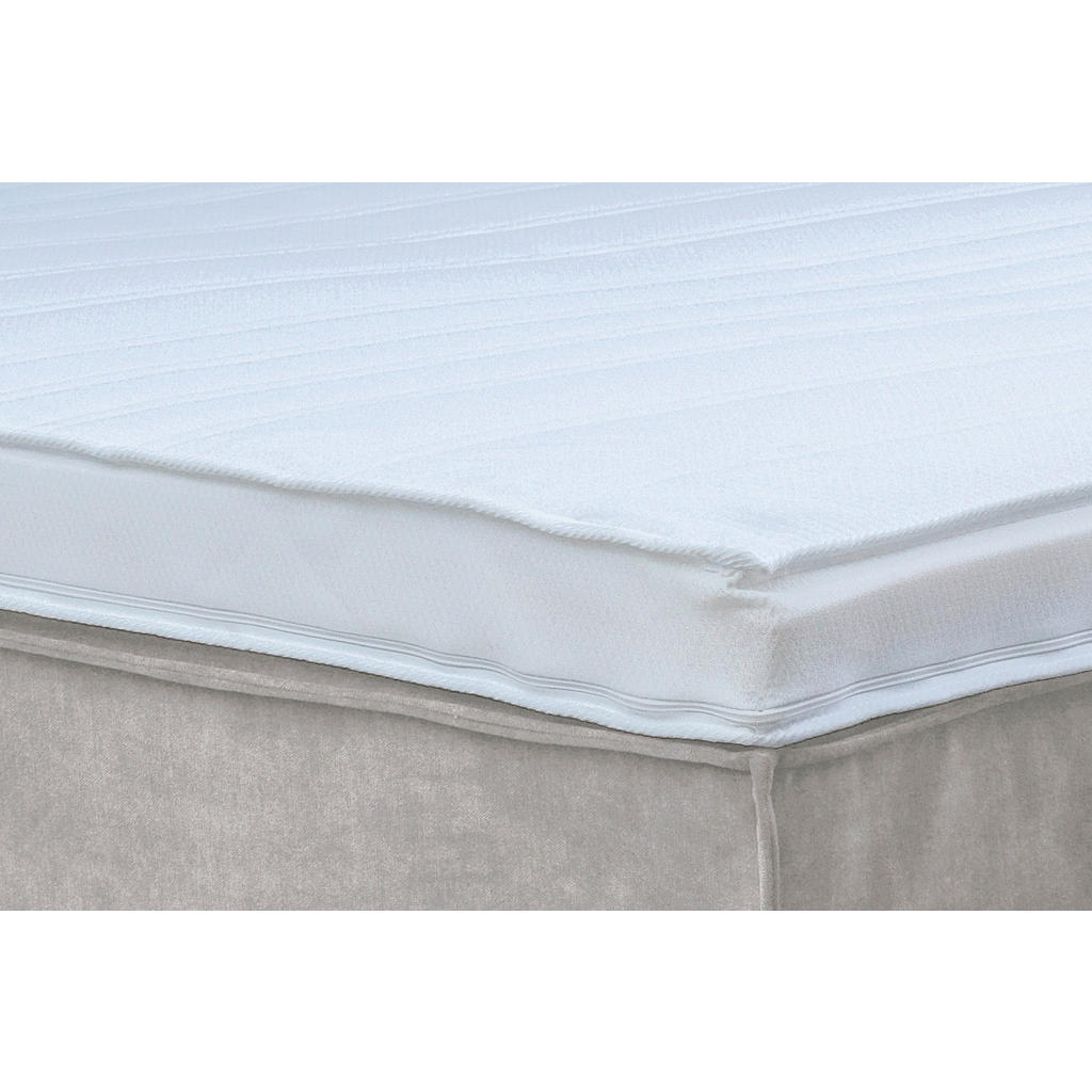 Thumbnail - Boxxx Boxspringbett, Hellgrau, Textil, H3, 5-Zonen, Höhe ca. 20 cm, 180x200 cm, Fsc, gepolstertes Kopfteil, Topper durch...