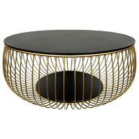 COUCHTISCH ESG 86/86/35 cm rund Schwarz, Goldfarben  - Goldfarben/Schwarz, Design, Glas/Metall (86/86/35cm) - Novel