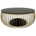 COUCHTISCH in Metall, Glas 86/86/35 cm  - Goldfarben/Schwarz, Design, Glas/Metall (86/86/35cm) - Novel