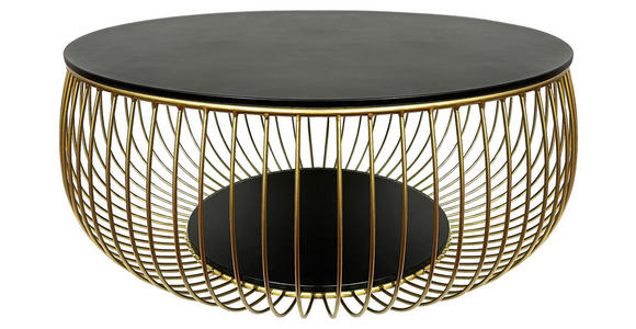 COUCHTISCH ESG 86/86/35 cm rund Schwarz, Goldfarben  - Goldfarben/Schwarz, Design, Glas/Metall (86/86/35cm) - Novel