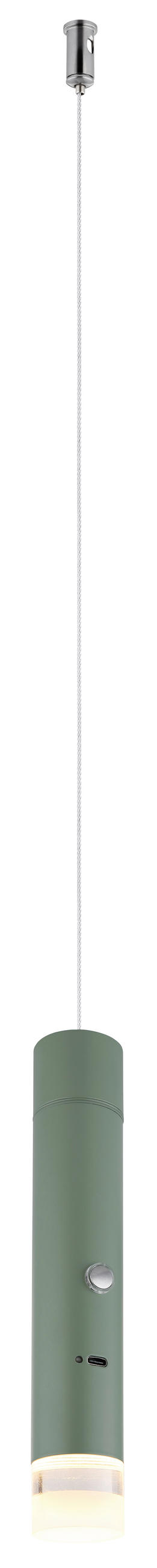 AKKU-LED-HÄNGELEUCHTE Nowa 3,8/120 cm   - Klar/Grün, Basics, Kunststoff/Metall (3,8/120cm) - Novel