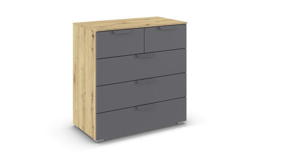 KOMMODE in 80/81/42 cm - Dunkelgrau/Eiche Artisan, Design, Holzwerkstoff/Metall (80/81/42cm) - Carryhome