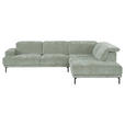 ECKSOFA Mintgrün Chenille Kopfteilverstellung, Sitztiefenverstellung  - Schwarz/Mintgrün, Design, Textil/Metall (307/243cm) - Xora