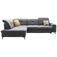 ECKSOFA in Chenille Grau  240/308 cm  - Schwarz/Grau, Design, Textil/Metall (240/308cm) - Xora