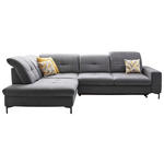 ECKSOFA in Chenille Grau  240/308 cm  - Schwarz/Grau, Design, Textil/Metall (240/308cm) - Xora