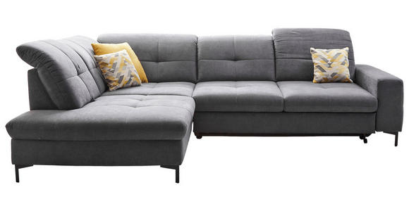 ECKSOFA  in Chenille Grau  240/308 cm  - Schwarz/Grau, Design, Textil/Metall (240/308cm) - Xora