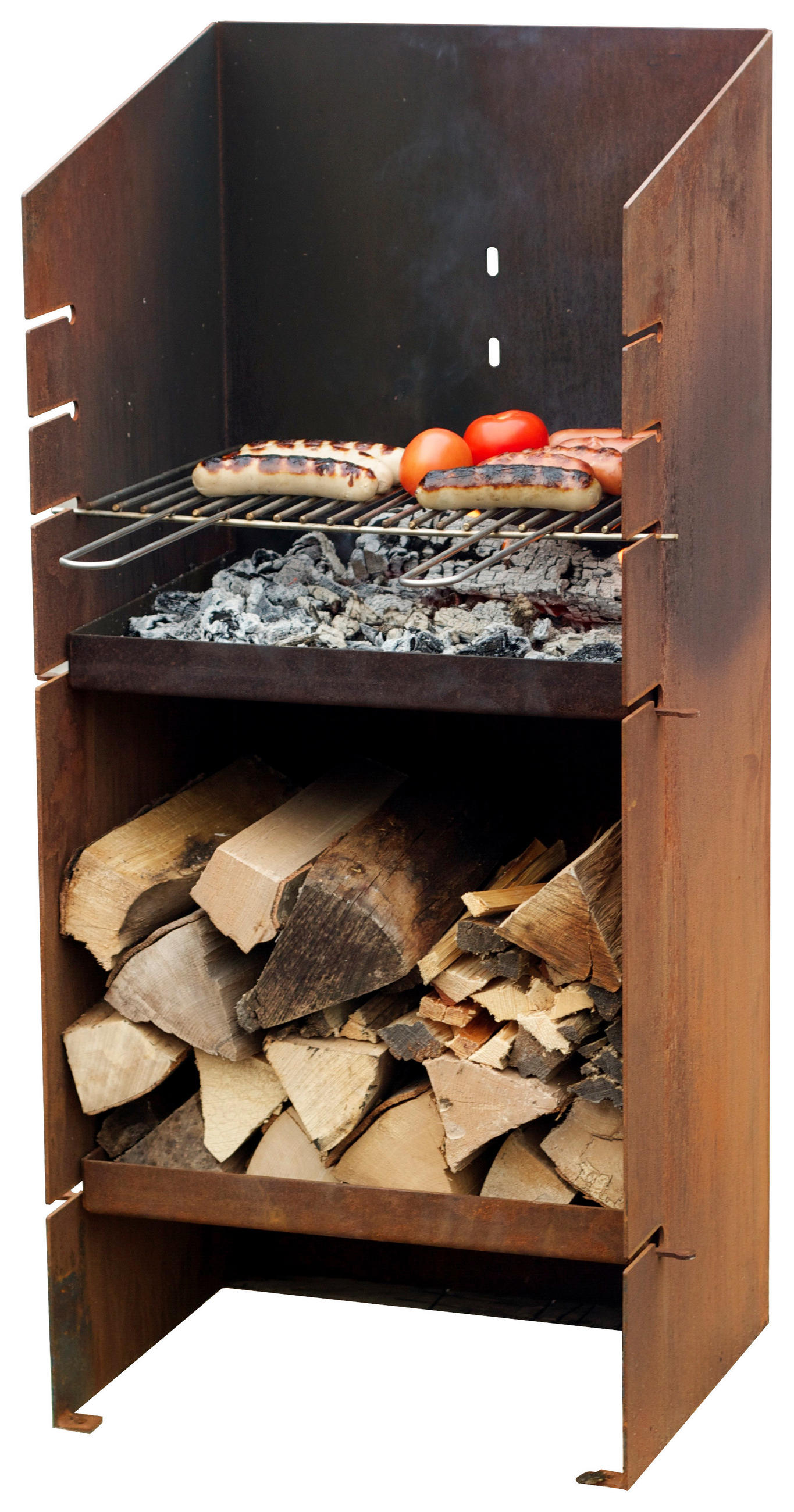 HOLZKOHLEGRILL - Rostfarben, Design, Metall (51/45/125cm) - Nouvel