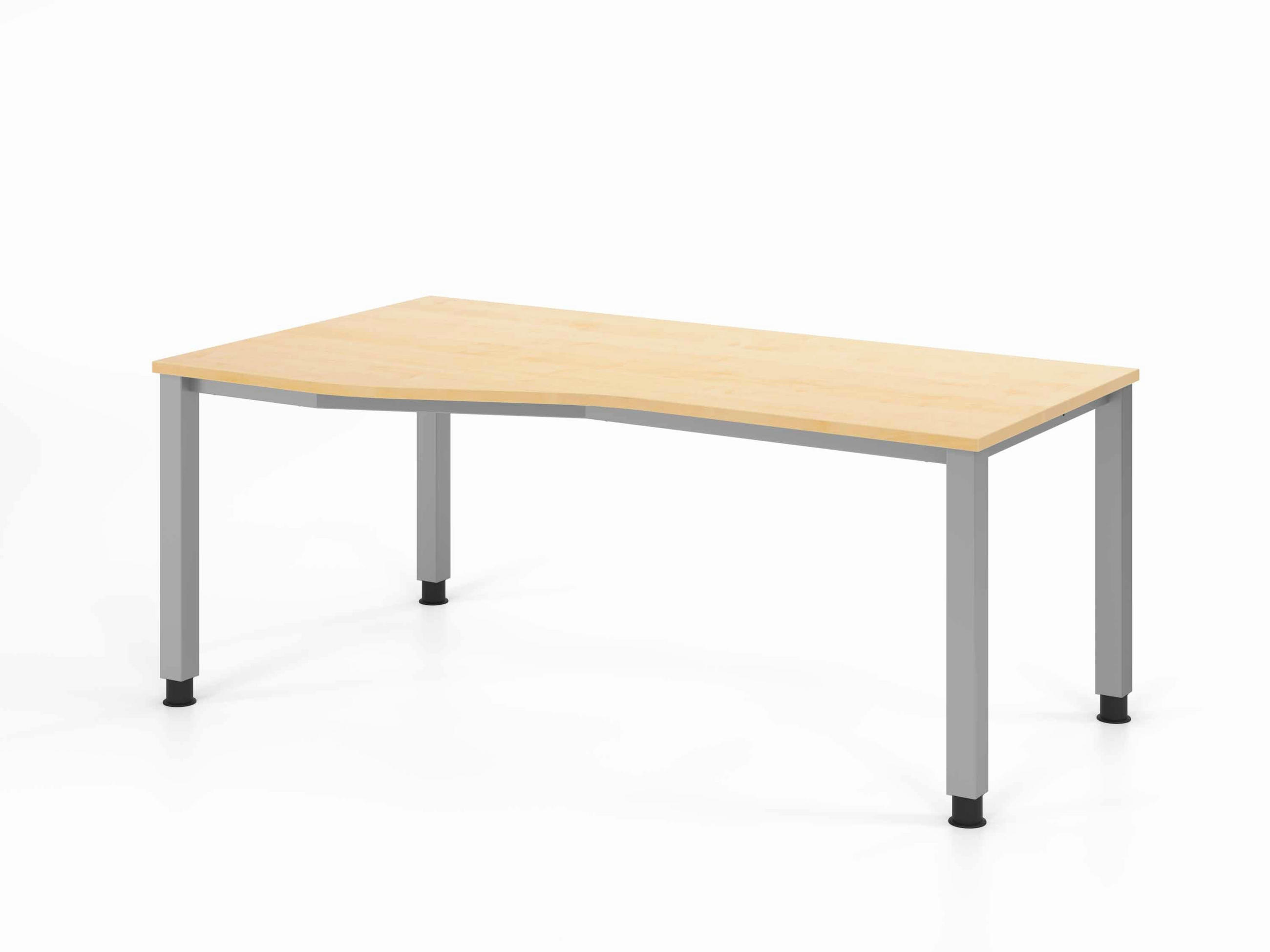 SCHREIBTISCH 180/80-100/68,5-81 cm Silberfarben, Ahornfarben mechanisch höhenverstellbar  - Silberfarben/Ahornfarben, Basics, Holzwerkstoff/Metall (180/80-100/68,5-81cm) - Venda
