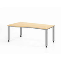 SCHREIBTISCH 180/80-100/68,5-81 cm Silberfarben, Ahornfarben mechanisch höhenverstellbar  - Silberfarben/Ahornfarben, Basics, Holzwerkstoff/Metall (180/80-100/68,5-81cm) - Venda