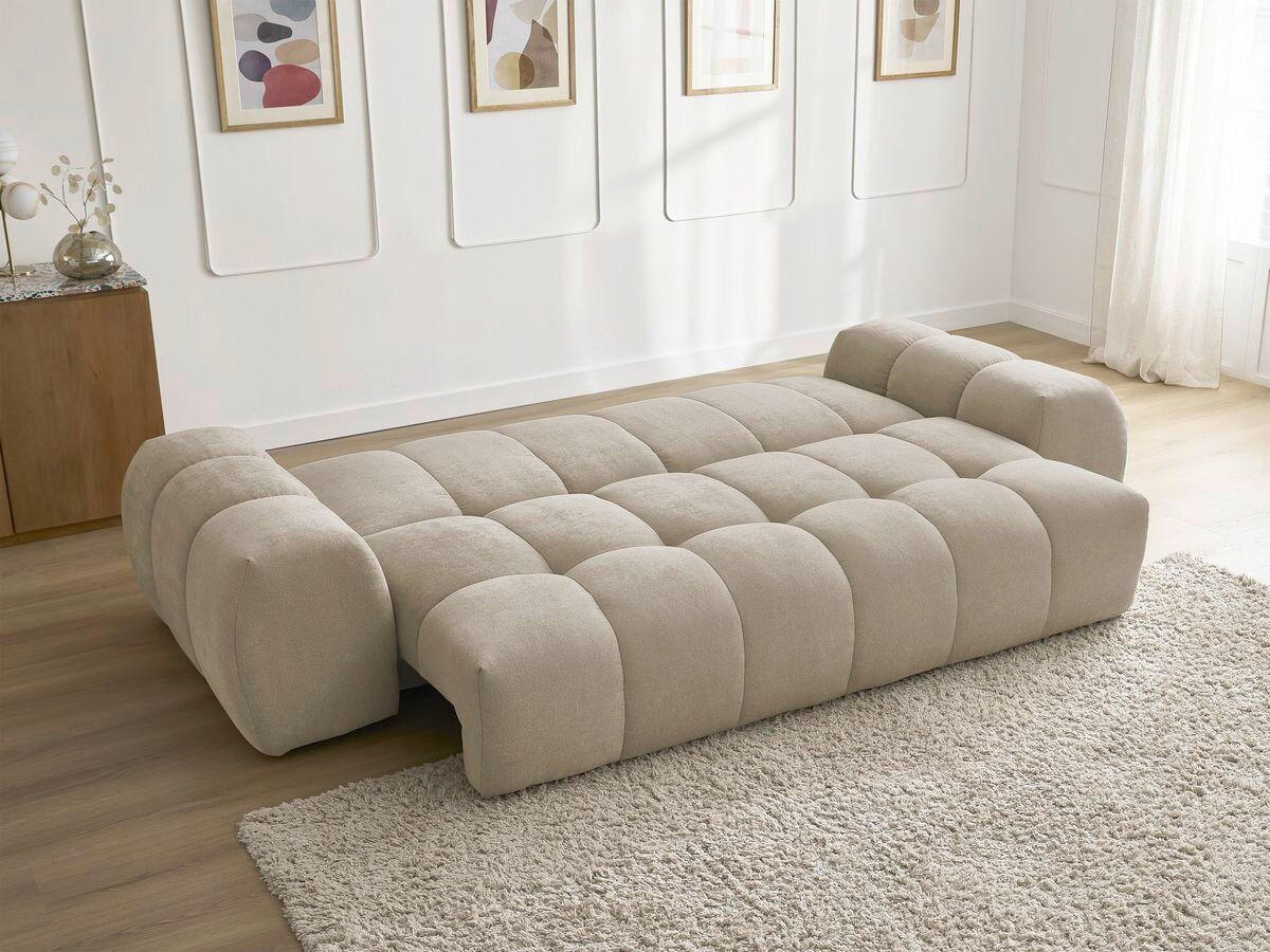 SCHLAFSOFA EVEREST  mit Rücken echt, Armteil links, Armteil rechts Struktur Taupe  - Taupe/Schwarz, MODERN, Kunststoff/Textil (278/90/115cm)