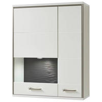 HÄNGEVITRINE in Grau, Silberfarben, Weiss, Weiss Hochglanz   - Weiss Hochglanz/Weiss, Design, Glas/Holzwerkstoff (94/120/38cm) - Livetastic