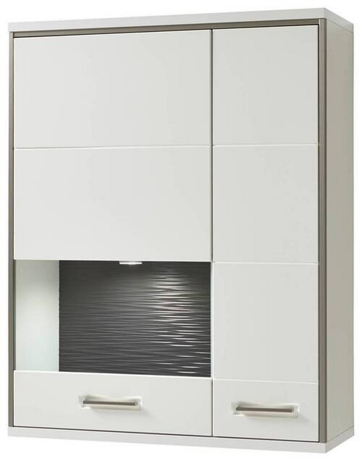 HÄNGEVITRINE in Grau, Silberfarben, Weiss, Weiss Hochglanz   - Weiss Hochglanz/Weiss, Design, Glas/Holzwerkstoff (94/120/38cm) - Livetastic