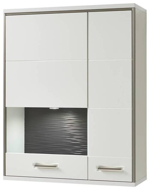 Levně Livetastic ZÁVĚSNÁ VITRÍNA, šedá, barvy stříbra, bílá, vysoce lesklá bílá, 94/120/38 cm