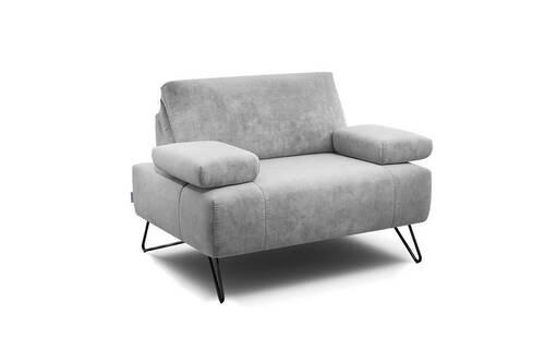 SESSEL in Samt Hellgrau  - Hellgrau/Schwarz, Design, Textil/Metall (114-142/85/86-94cm) - SENSOO
