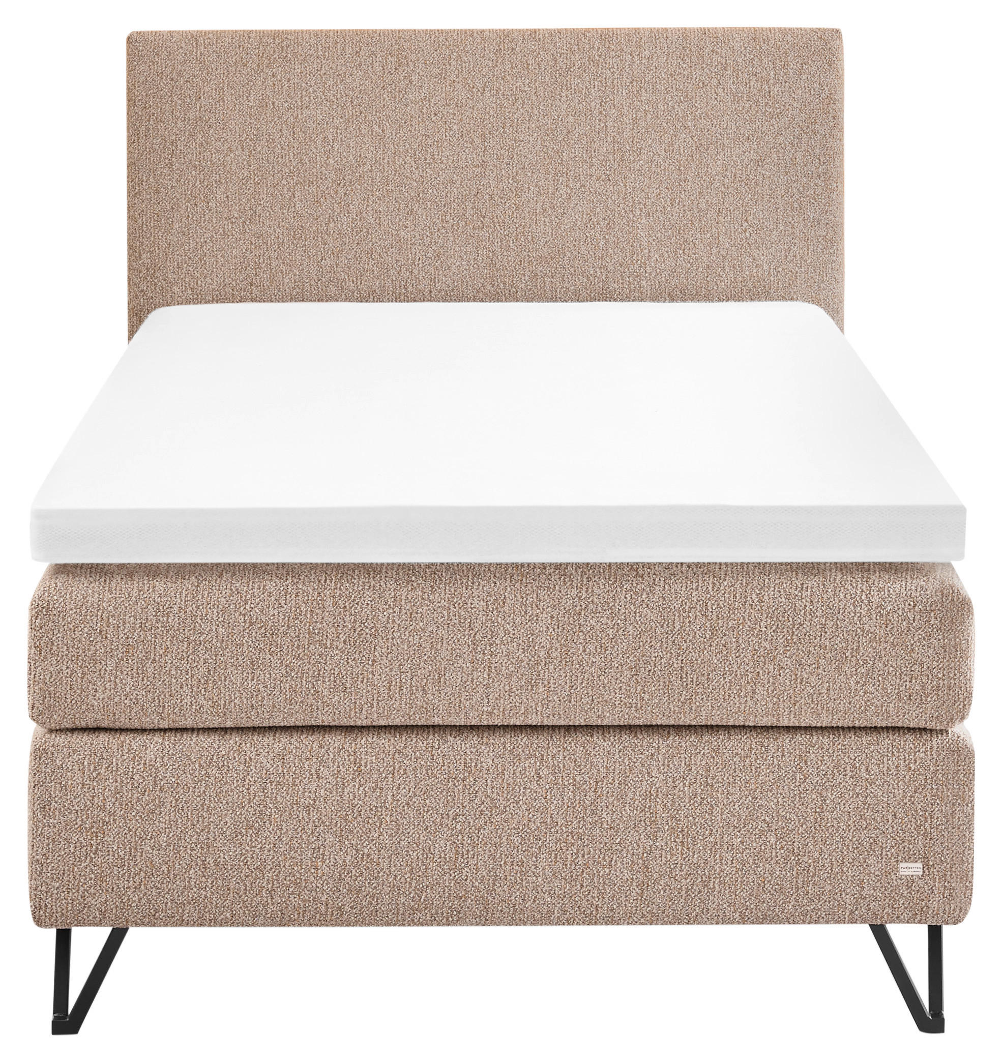 BOXSPRINGBETT 120/200 cm,  in Beige, H3 = fest  - Beige/Schwarz, Design, Textil/Metall (120/200cm) - RUF Betten