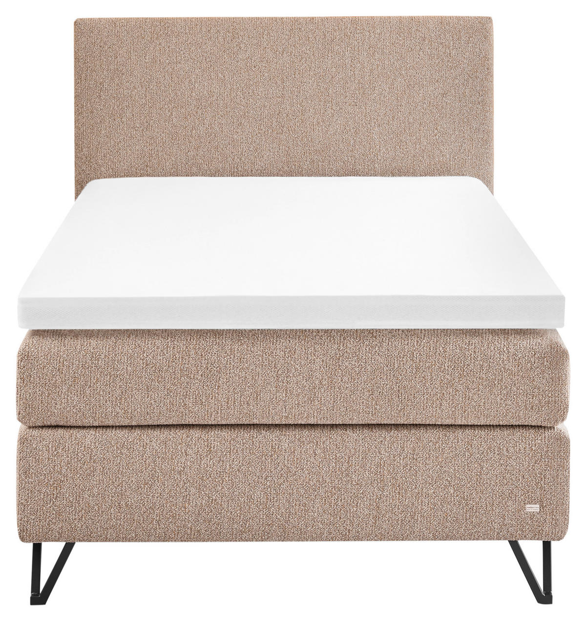 BOXSPRINGBETT 120/200 cm,  in Beige, H2 = mittel  - Beige/Schwarz, Design, Textil/Metall (120/200cm) - RUF Betten