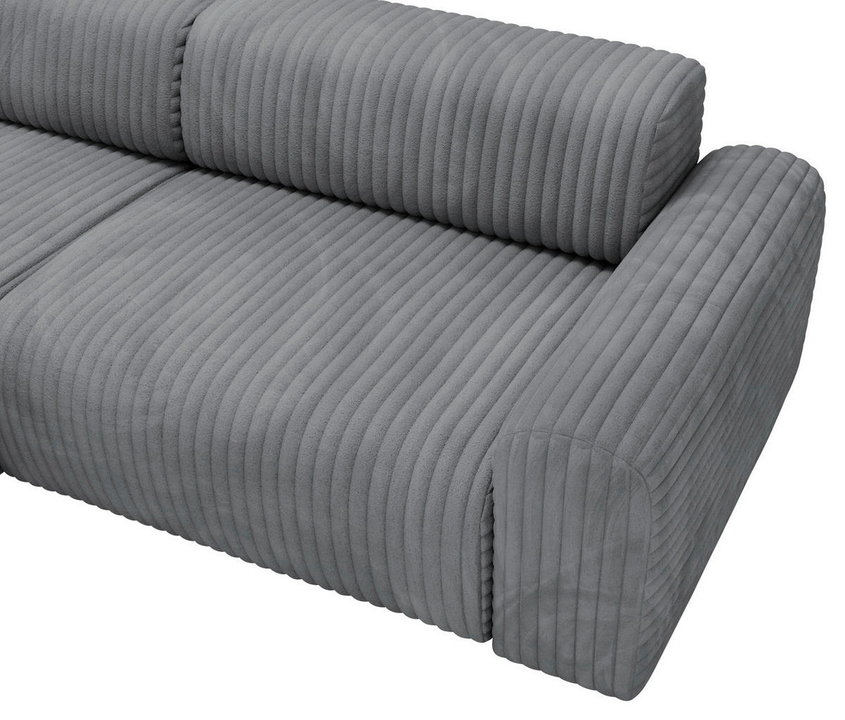 ECKSOFA Dunkelgrau Cord  - Dunkelgrau/Schwarz, Design, Kunststoff/Textil (178/292cm) - home24