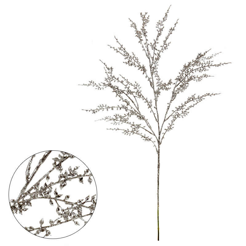 DEKORAČNÁ VETVA  - strieborná, Basics, plast (80cm)