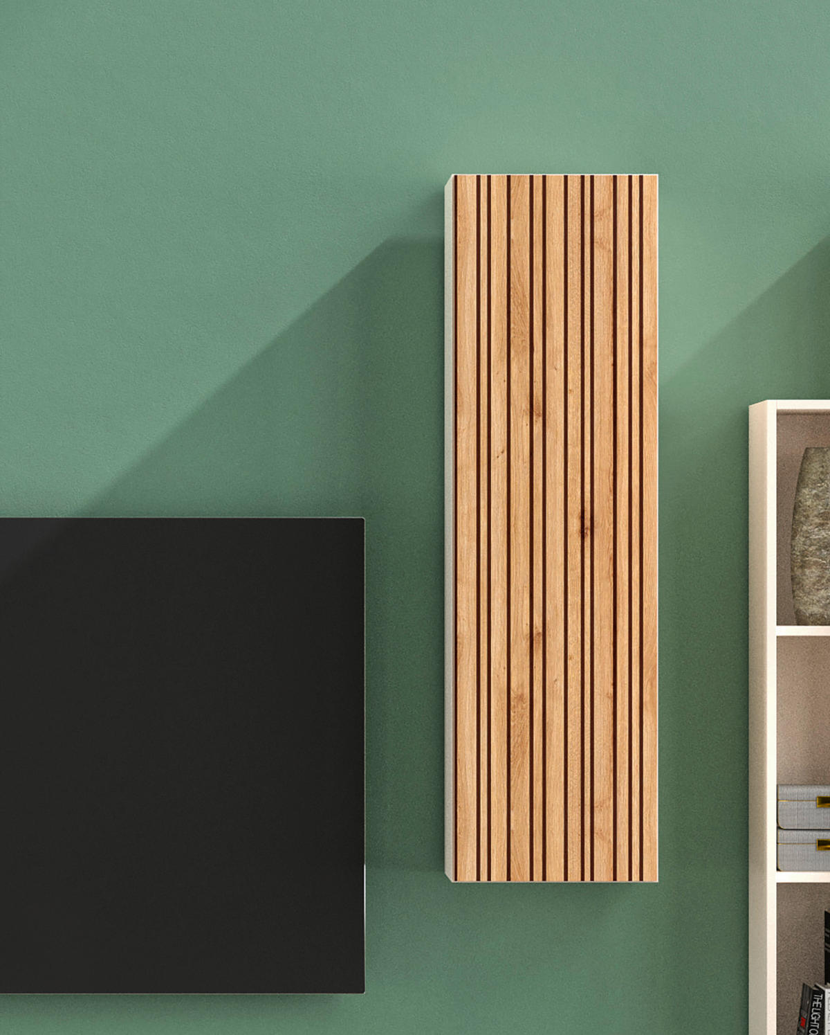 VISEČA VITRINA,  - Design, leseni material (123/30/35cm) - Carryhome