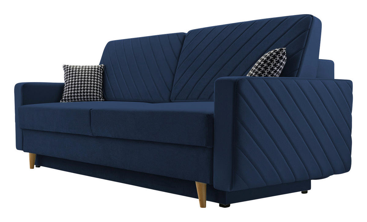 SCHLAFSOFA Dunkelblau  - Schwarz/Dunkelblau, Design, Holz/Kunststoff (230/96/97cm) - MID.YOU