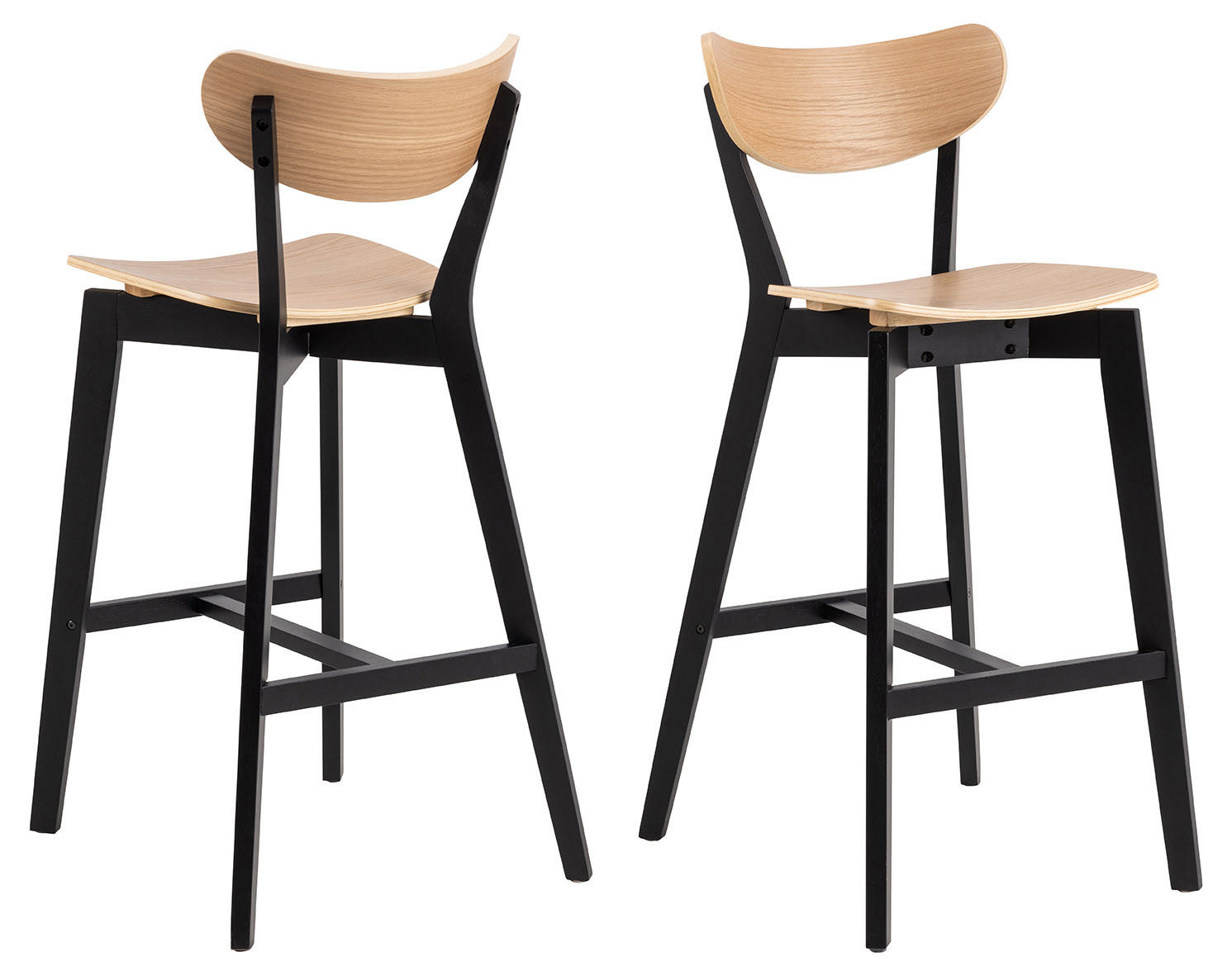BARSKA STOLICA crna, boje hrasta drvo - boje hrasta/crna, Moderno, drvo (45/105/49cm) - MID.YOU