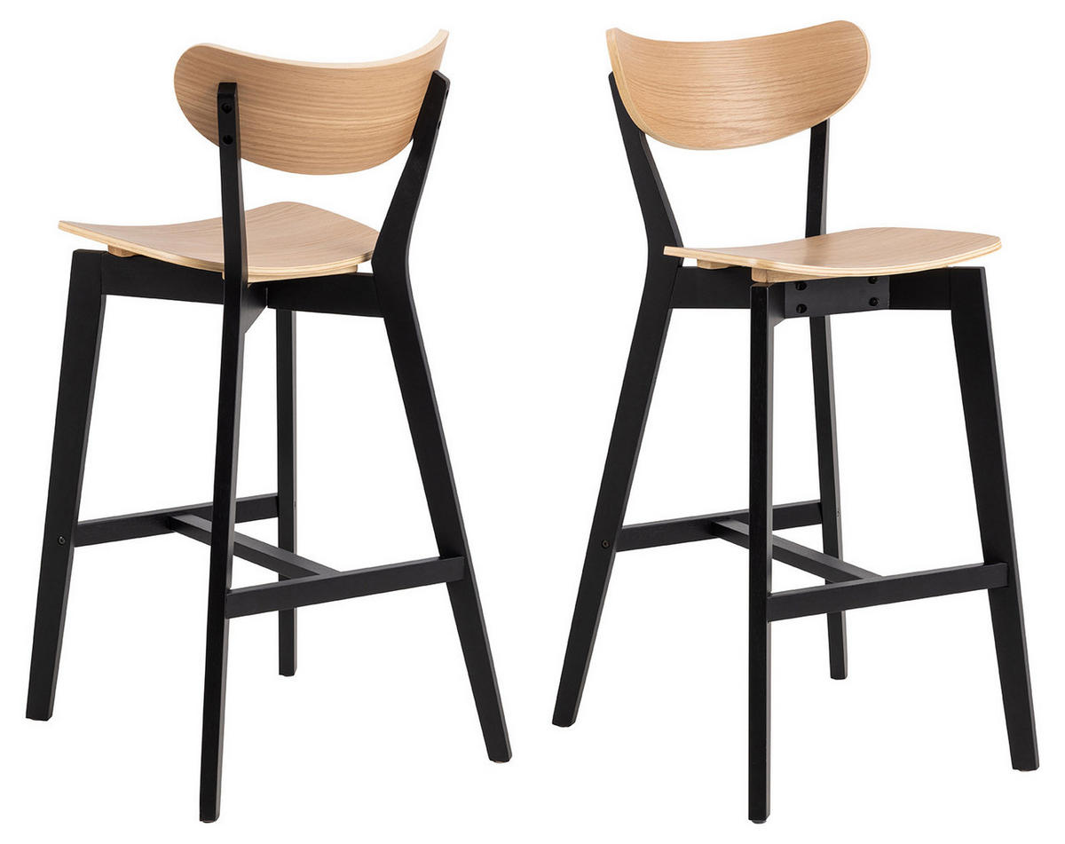 BARSKA STOLICA  crna, boje hrasta  drvo      - boje hrasta/crna, Moderno, drvo (45/105/49cm) - MID.YOU