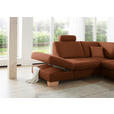 ECKSOFA in Mikrofaser Cognac  - Wildeiche/Cognac, KONVENTIONELL, Holz/Textil (236/286cm) - Voleo