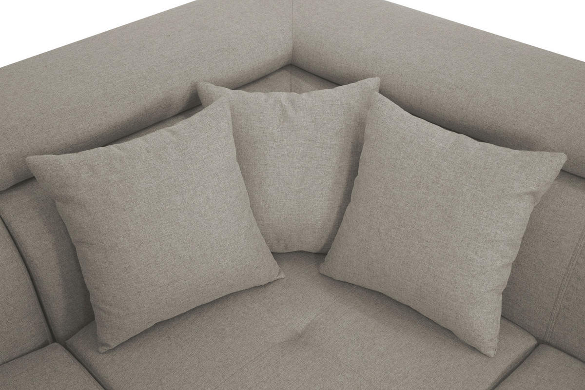 ECKSOFA inkl. Funktionen Ecru Webstoff  - Ecru/Silberfarben, Design, Textil/Metall (257/226cm) - Xora