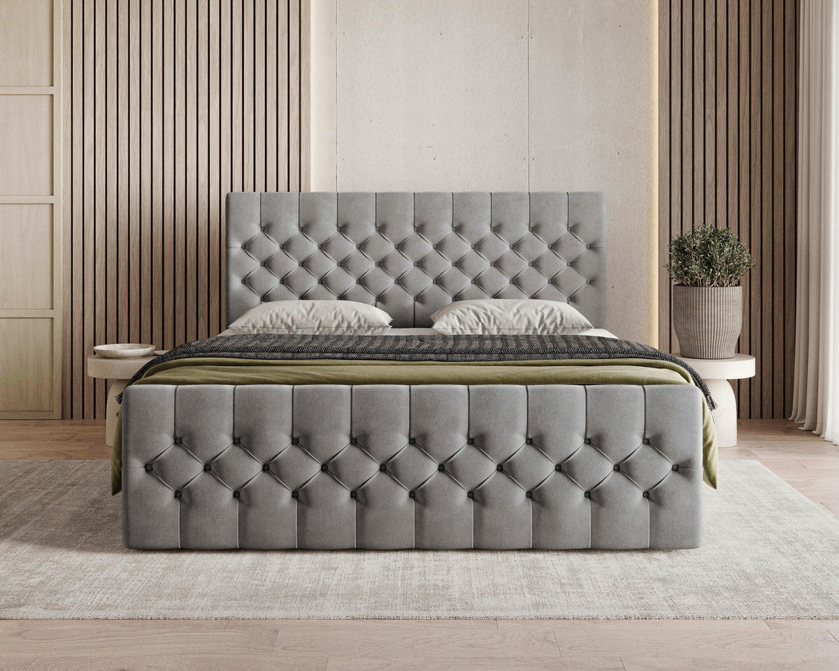 BOXBETT 180/200 cm  in Graphitfarben  - Schwarz/Graphitfarben, MODERN, Kunststoff/Textil (180/200cm) - Chameo