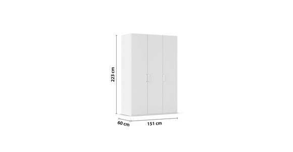DREHTÜRENSCHRANK 151/223/60 cm 3-türig Weiß - Silberfarben/Weiß, Design, Holzwerkstoff/Kunststoff (151/223/60cm) - Novel