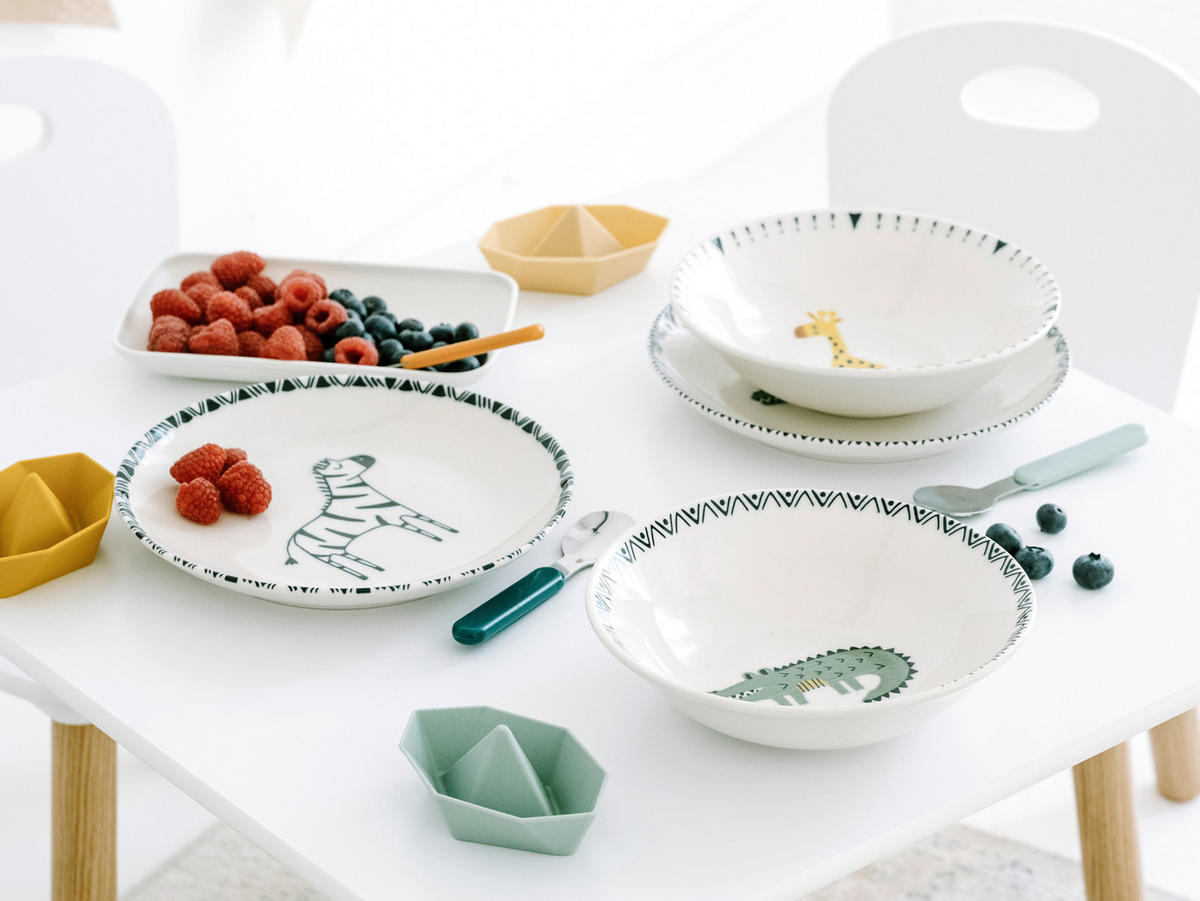 KINDERSCHÜSSEL Safari Bunt Steinzeug  - Multicolor/Grauweiß, Basics, Keramik - Creatable