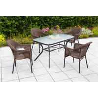 GARTENTISCHGRUPPE  - Dunkelbraun/Graphitfarben, KONVENTIONELL, Glas/Kunststoff - Gardenson