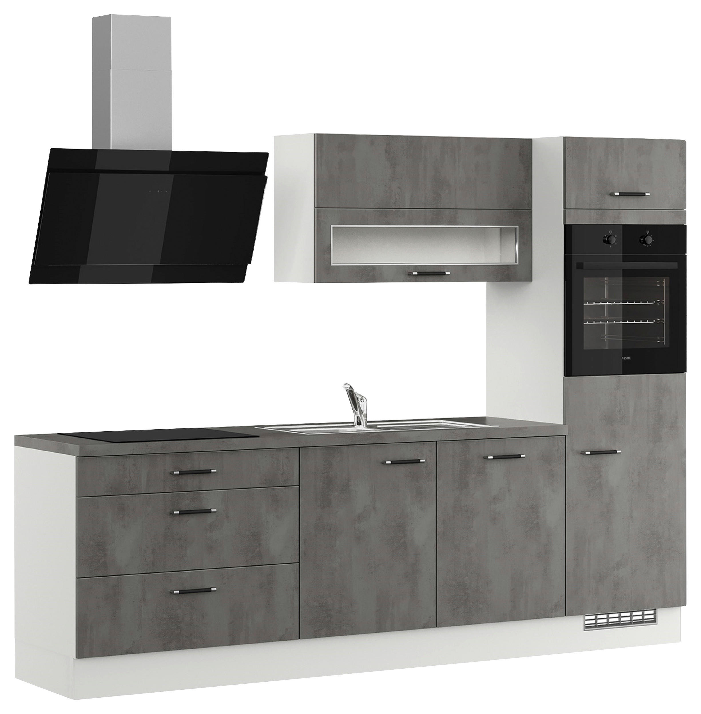 KÜCHENLEERBLOCK 270 cm   Grau  - Edelstahlfarben/Hellgrau, Design, Holzwerkstoff (270cm) - Impuls