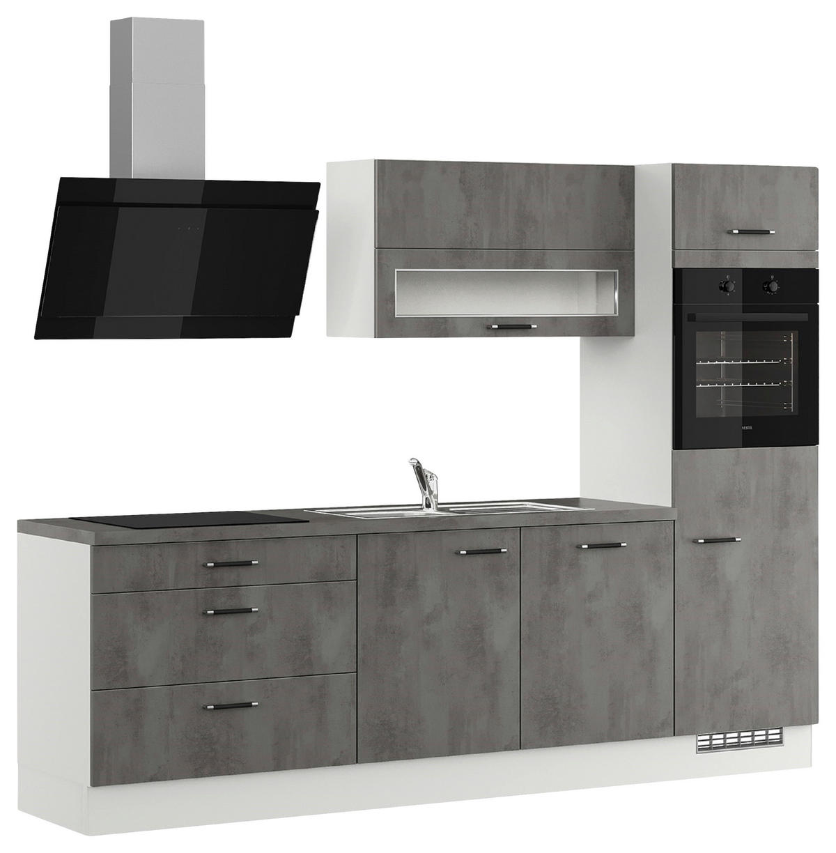 KÜCHENLEERBLOCK 270 cm   in Grau  - Edelstahlfarben/Hellgrau, Design, Holzwerkstoff (270cm) - Impuls