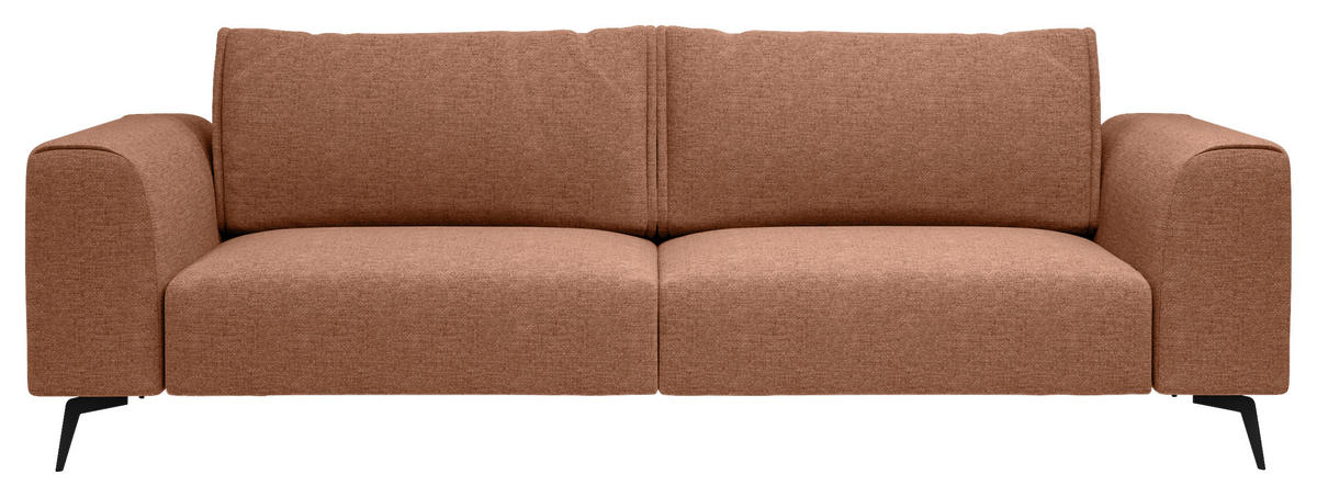 VIERSITZER-SOFA in beflockt Orange  - Schwarz/Orange, Design, Holz/Textil (302/87/88cm) - MID.YOU