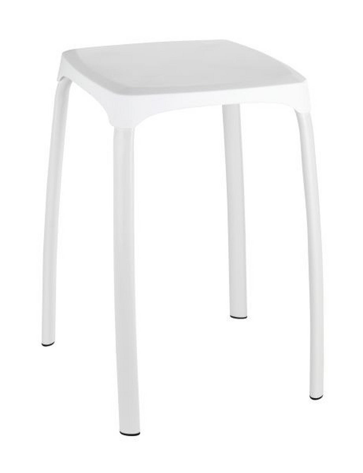 BADHOCKER - Weiss/Alufarben, Basics, Kunststoff/Metall (29/46/29cm) - Wenko